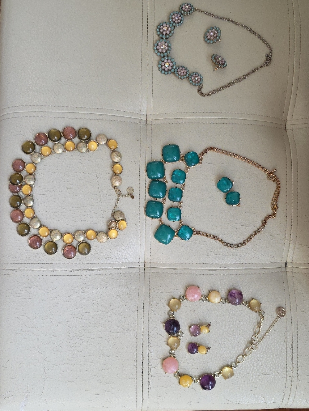 3 Necklace/Earring Sets(Pink, Yellow,Purple,Teal,Green) + 1 Necklace